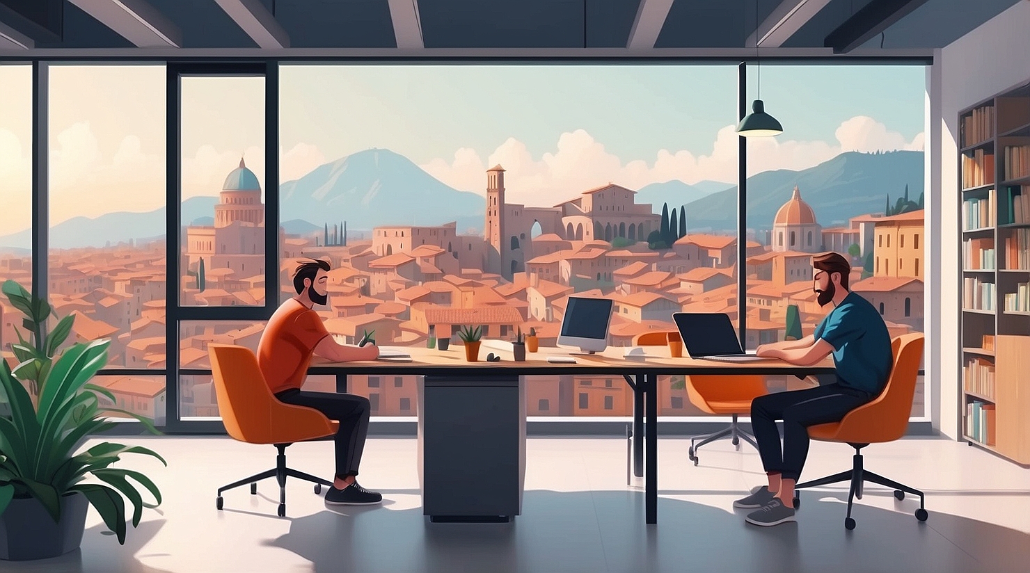 AlbedoBase_XL_Two_students_sitting_in_a_modern_workspace_with_2